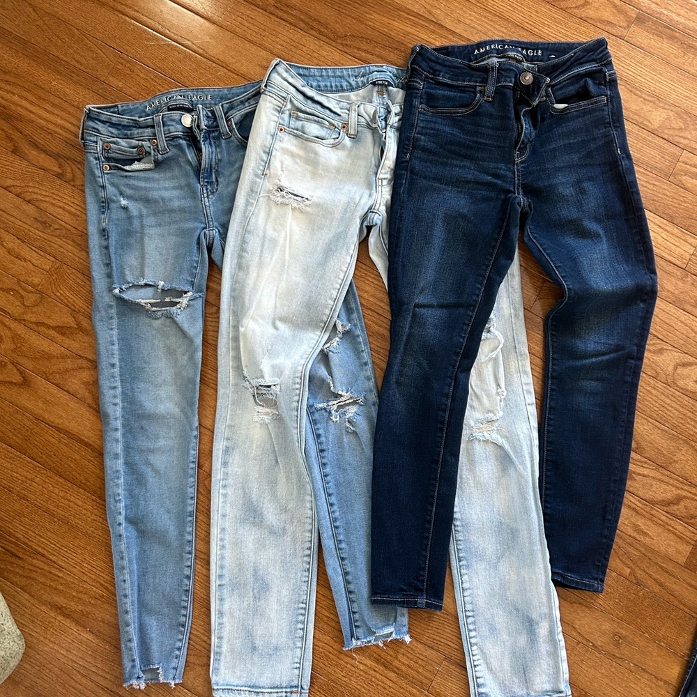 American Eagle Outfitters Women's Skinny Jeans - Light Blue, Blue, Dark Blue - Picture 1 of 2
